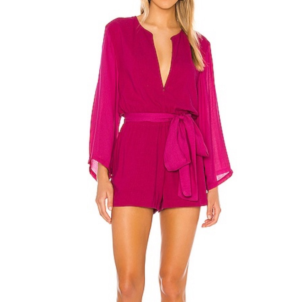 Indah Starr Sandwash Mazie Romper Fuchsia Pink XS